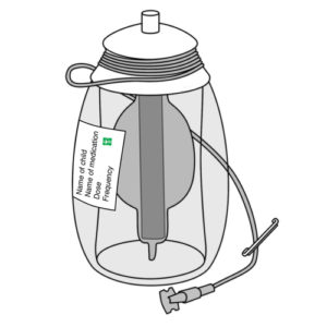 303e.elastomeric infusion pump with label